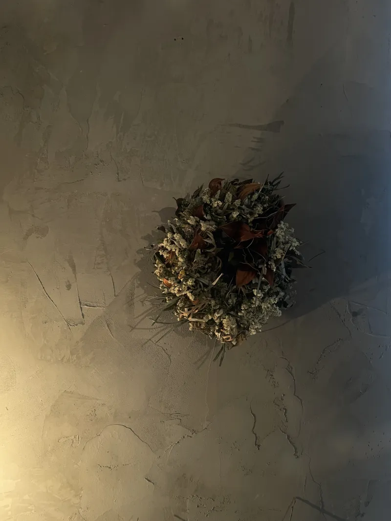 季節の葉菜（植物）を綴じたWreath