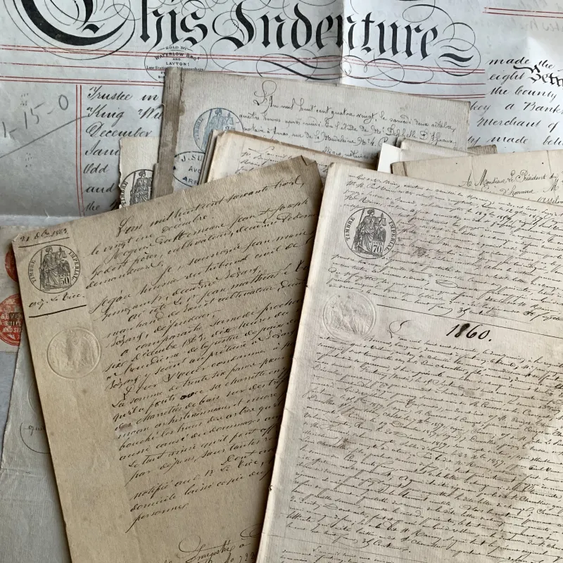フランス17世紀から20世紀初頭頃のマニュスクリ（公文書）