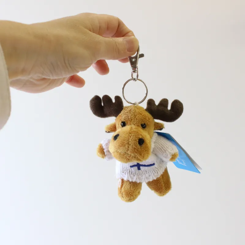 カバンに付けたいフィンランド国旗ヘラジカちびぬいキーホルダー