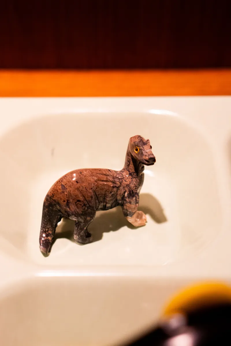 石で造られた恐竜です。恐竜は、いつまでも夢であり、ちいさなロマンですね。