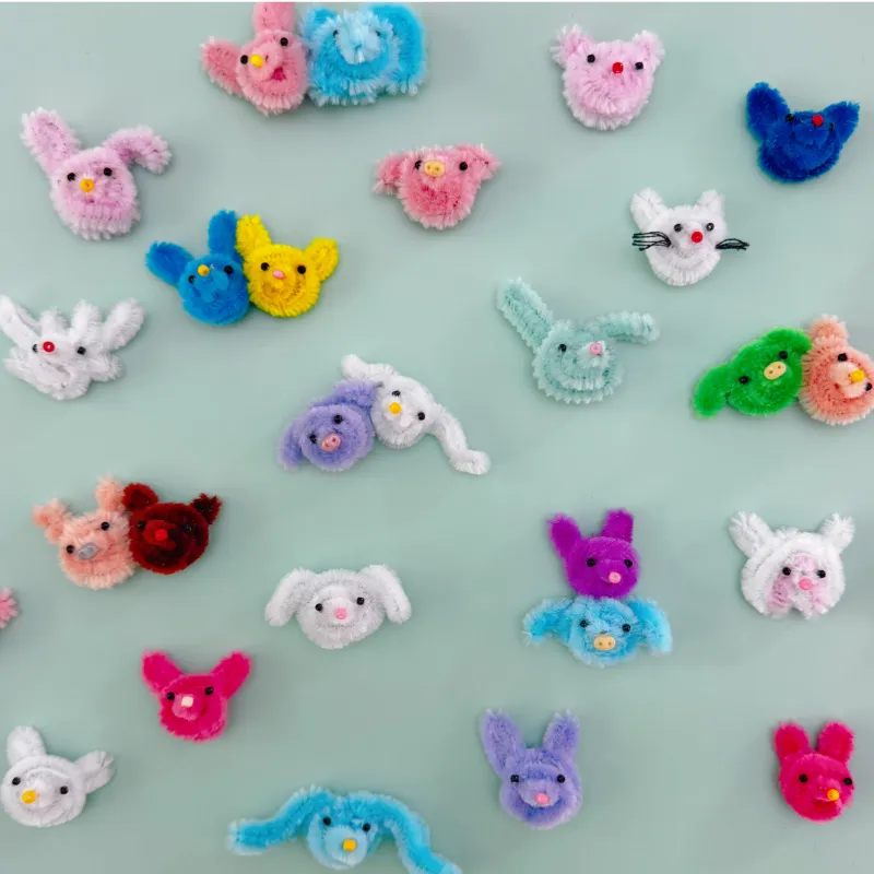 モールで作った動物のブローチとリング。全部で8種の動物がいます！1つ1つ表情が違うので、お気に入りを見つけてください。