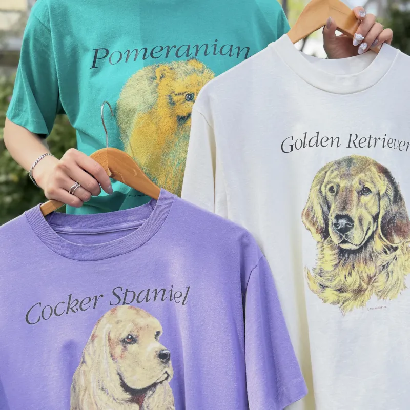 1990年～1991年「AIR WAVES INC」 犬プリントTシャツ