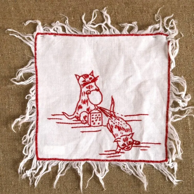 1900年代初期フランスの手刺繍クロス