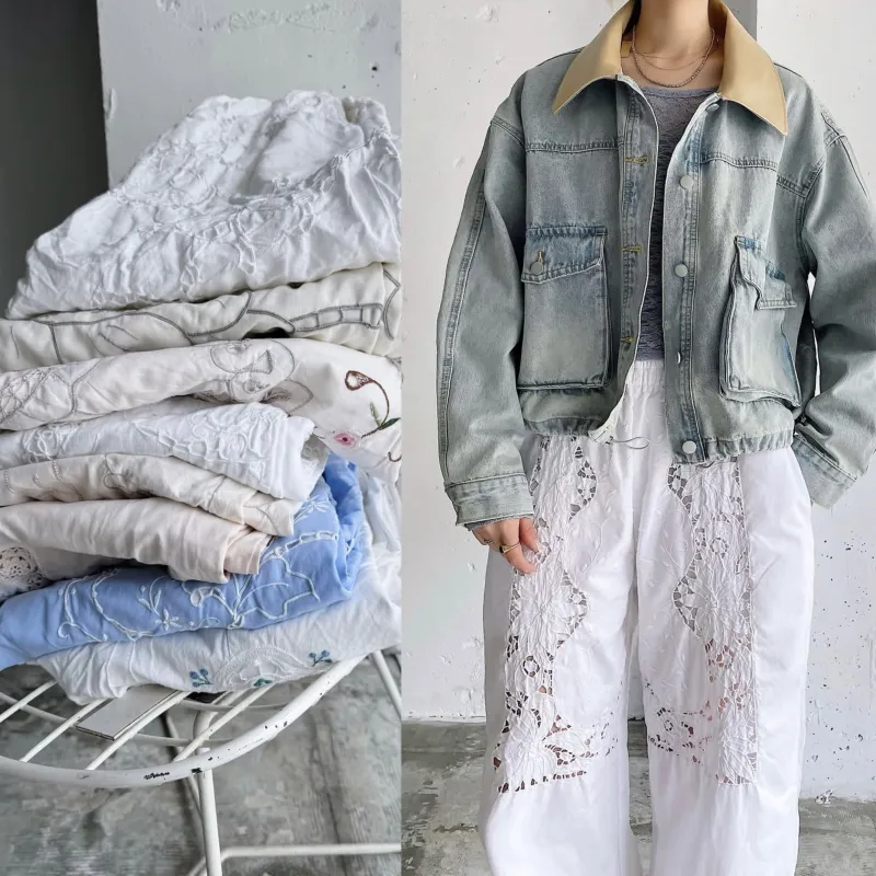 CaNARi remake antique embroidery pants