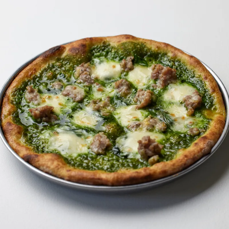 初登場のジェノベーゼ。自家製サルシッチャに、ほうれん草とたっぷりチーズのジェノベーゼソース。