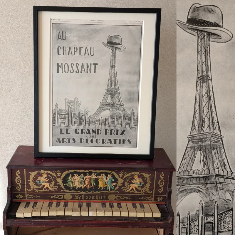 フランスといえば、やっぱりエッフェル塔。お洒落すぎる、帽子の広告。