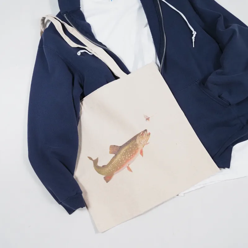 トラウト柄のコットンキャンバス生地トートバッグ