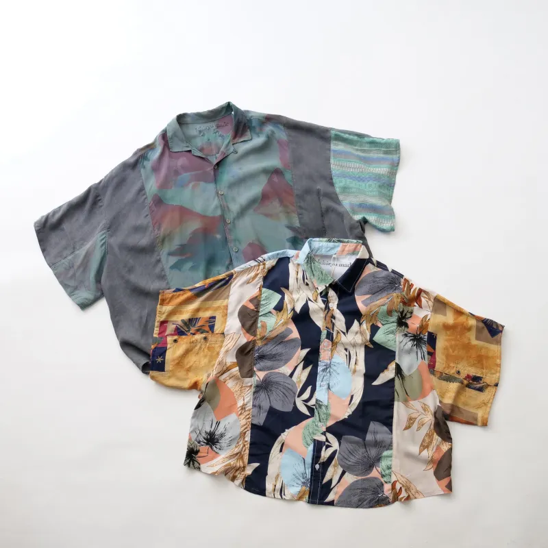 アロハシャツをドッキングしたオリジナルリメイクシャツ