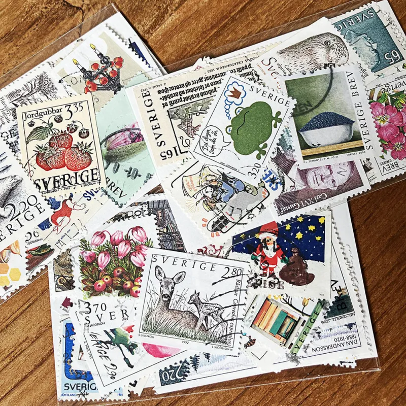 25枚をパックにした北欧の古切手詰め合わせ