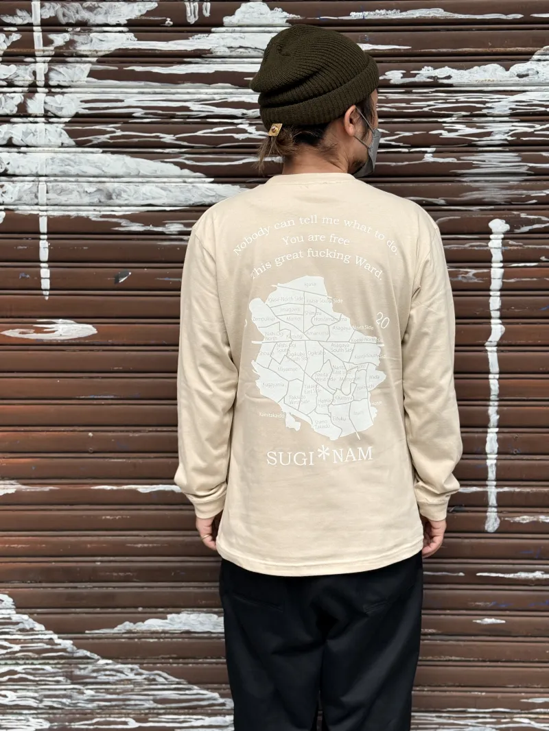 MANIKAのスーベニアT。杉並区をモチーフとしたベトジャン仕様のデザイン。サンドベージュとライトカーキの2色展開です。