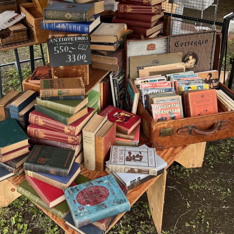 1900年代前半を中心にヴィンテージ＆アンティークの洋書をたっぷり、どどんと積み上げてお待ちしてます！