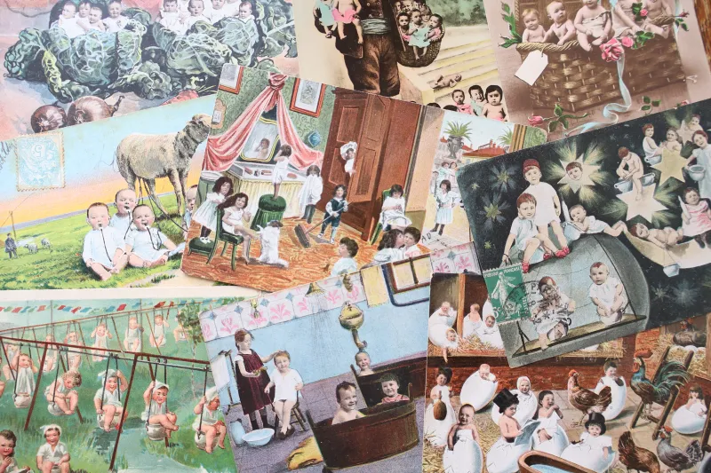 フランス・1900年頃・赤ちゃんがいっぱいのカード
