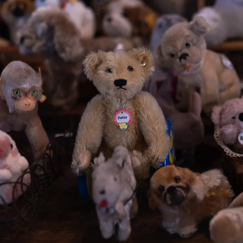 50年代から90年代の可愛いぬいぐるみたち。「Steiff」多数あります。