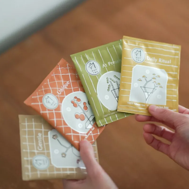 上質なホールリーフをそのまま包んだティーバッグ。ホットでも水出しでも、個性あふれる4種の台湾茶をお手軽に！