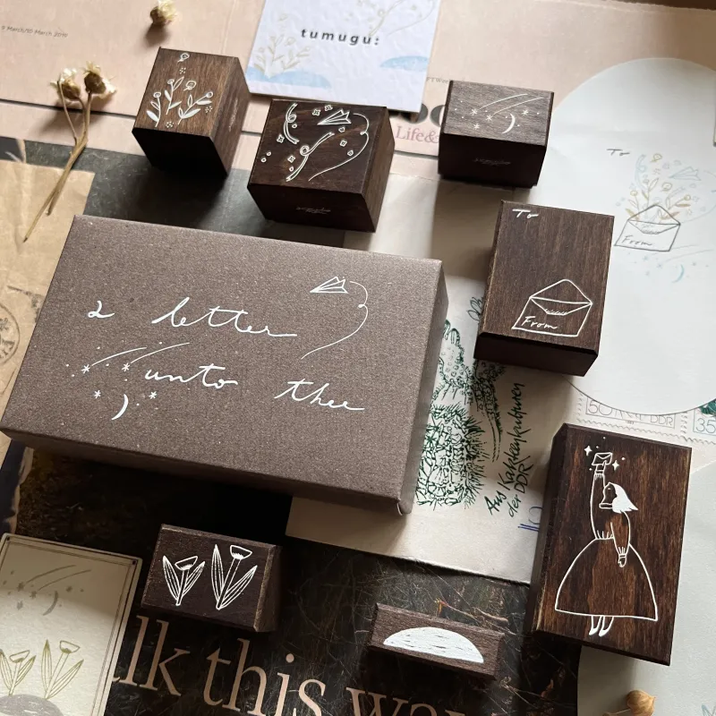 『a letter unto thee』untoは古い英語のto、theeはyou。「a letter to you」あなたに宛てた手紙をイメージした詩的なスタンプセットです
