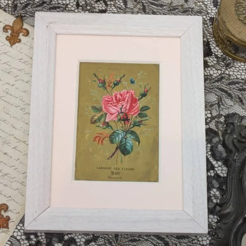 美しく繊細な花々が描かれた、希少なカード。それぞれ花言葉が添えられています。